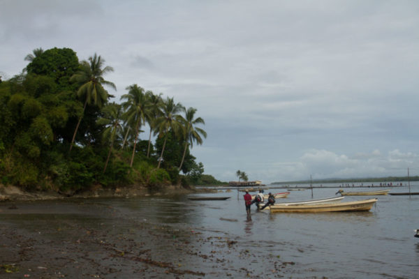 The dark-sand shoreline of Kerema.