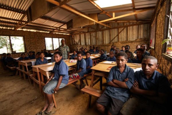 Hides, Hela Province, 2012. Students attending Halimbu Elementary School.