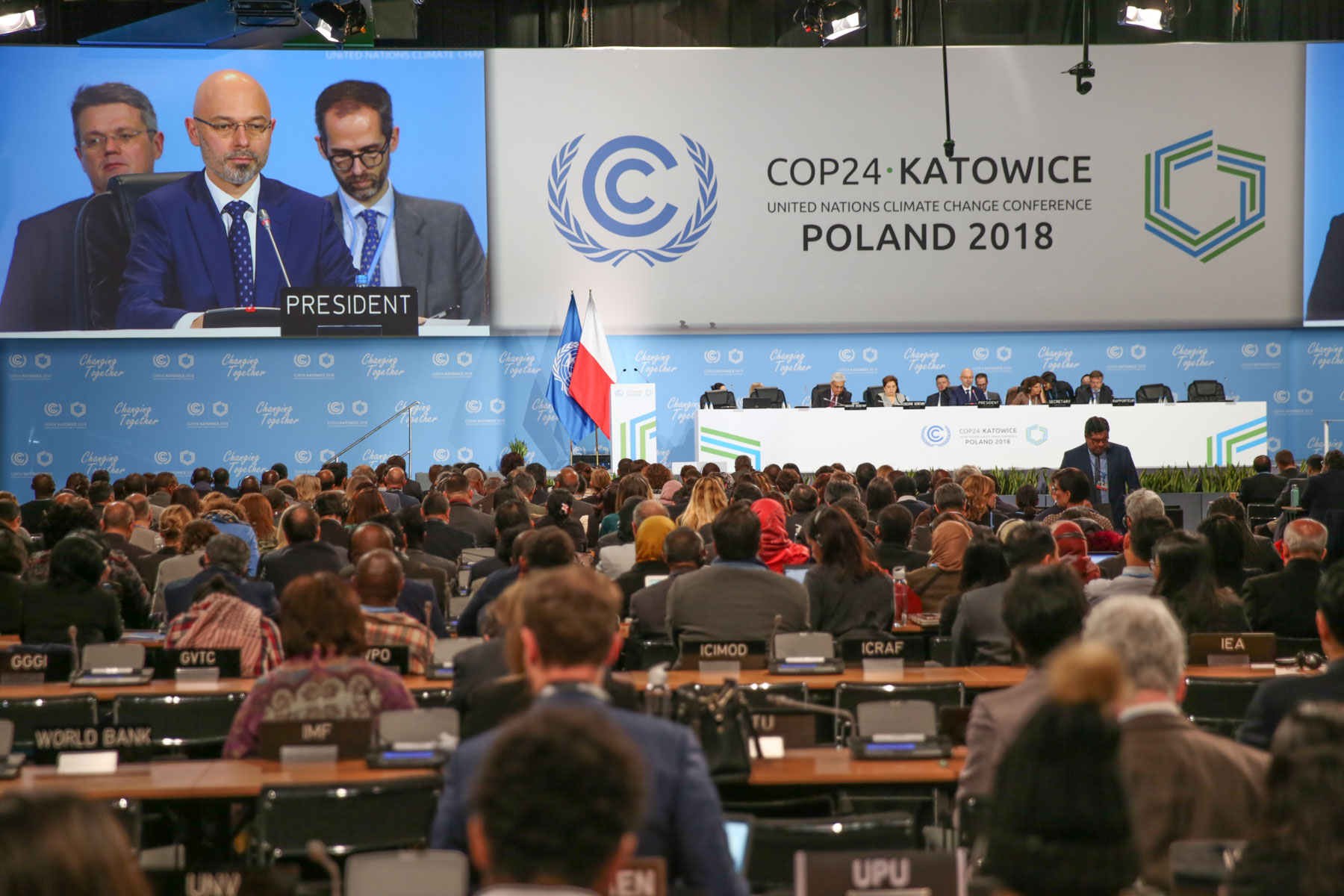 COP24, Katowice, 2018. Delegates during plenary.