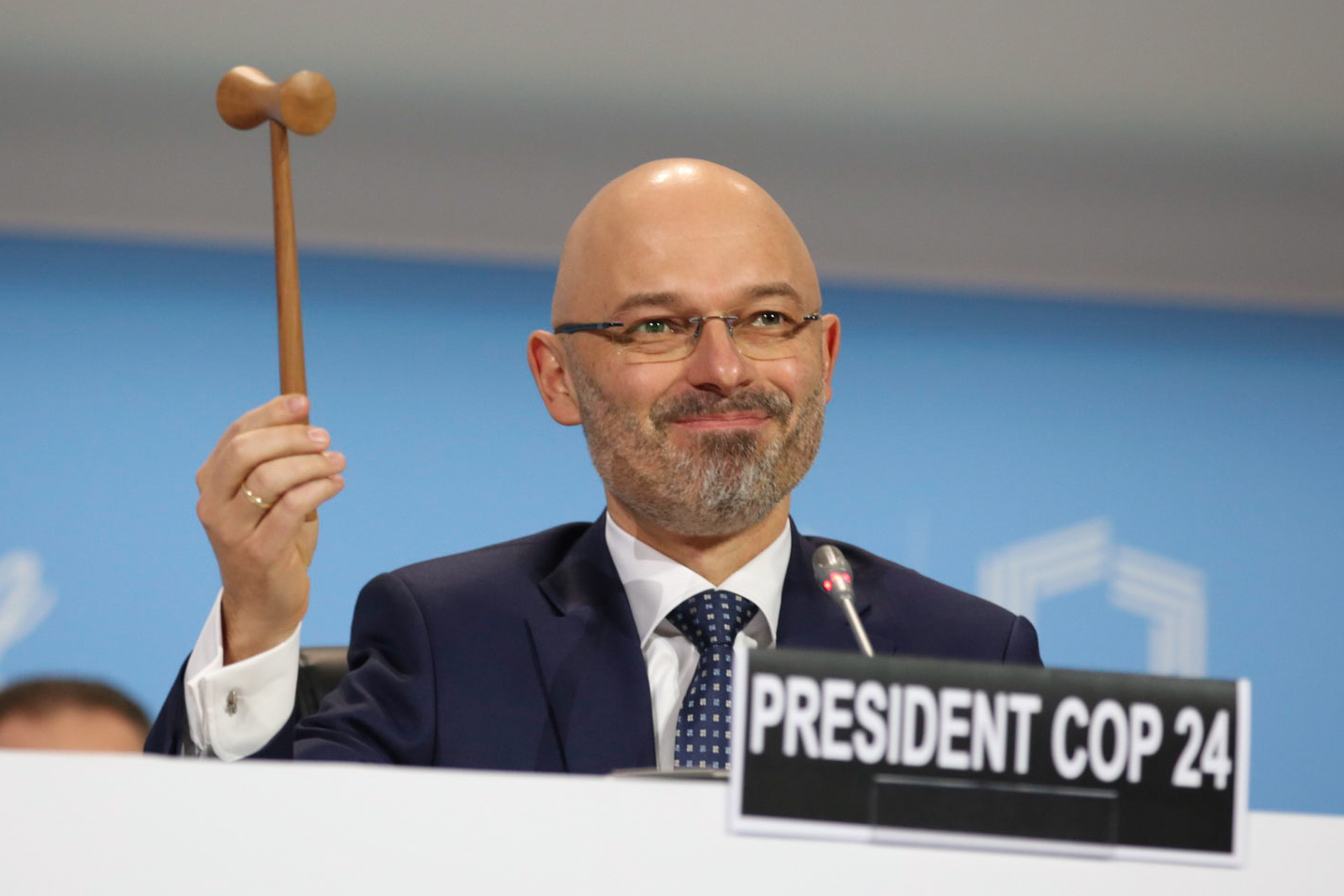COP24, Katowice, 2018. Michał Kurtyka, COP 24 President, gavels the meeting open.